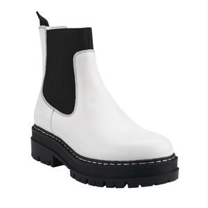 MARC FISHER PATRICK WOMENS PULL ON LEATHER BOOTIES IN WHITE  NWOB SIZE 10M